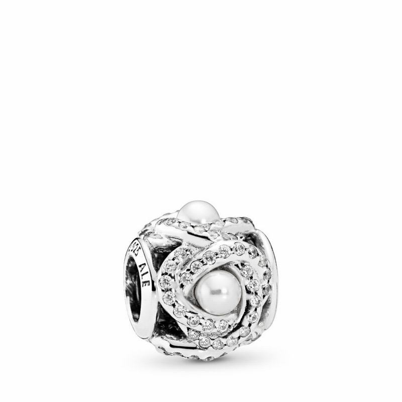 Talismane Pandora Luminous Love Knot Argint/Albi (FsY8iQCk)